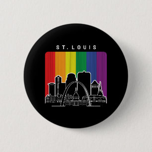 St. Louis Missouri Rainbow Flag LGBTQAI Pride Button