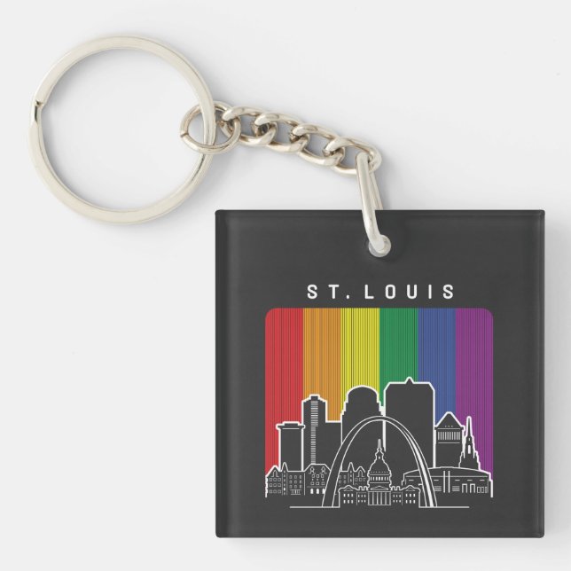 St. Louis Missouri Rainbow Flag LGBTQAI Pride Schlüsselanhänger (Vorderseite)