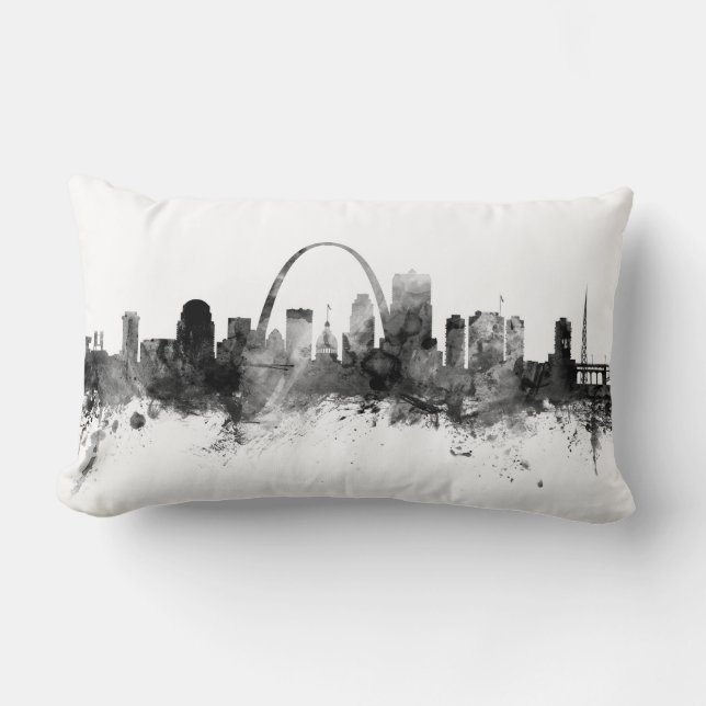 St Louis Missouri Skyline Black White Lendenkissen (Vorderseite)