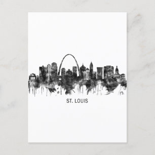 St. Louis Missouri Skyline BW Einladungspostkarte