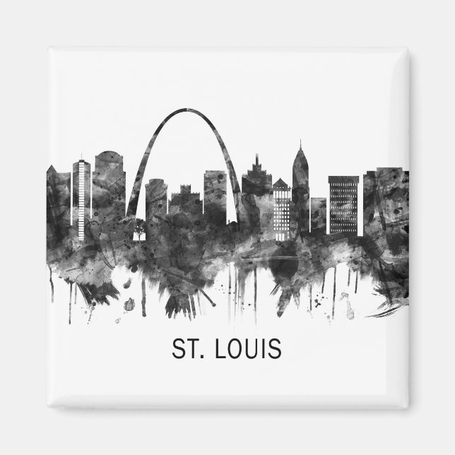 St. Louis Missouri Skyline BW Magnet (Vorne)