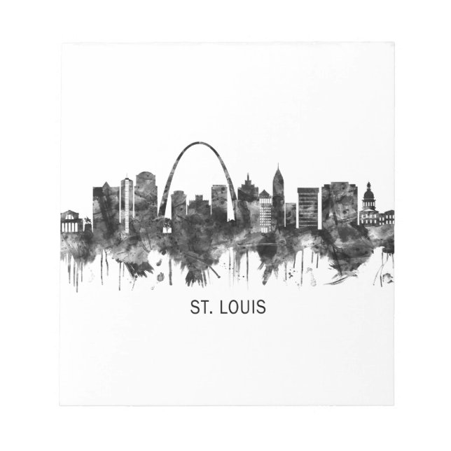 St. Louis Missouri Skyline BW Notizblock (Vorderseite)