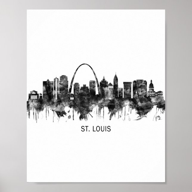 St. Louis Missouri Skyline BW Poster (Vorne)