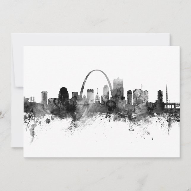 St Louis Missouri Skyline Schwarz-weiß Einladung (Vorderseite)