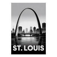 St Louis Missouri Skyline Schwarz Weiß Holzschnitt