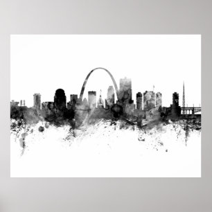 St Louis Missouri Skyline Schwarz-weiß Poster