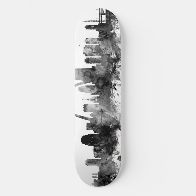 St Louis Missouri Skyline Schwarz-weiß Skateboard (Vorderseite)