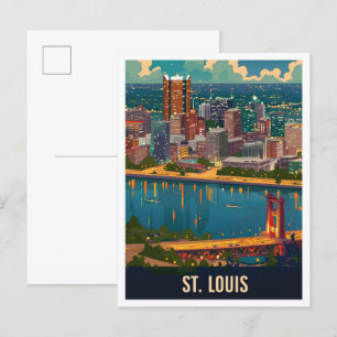 St Louis Missouri USA Vintage-Reiseillustration Postkarte