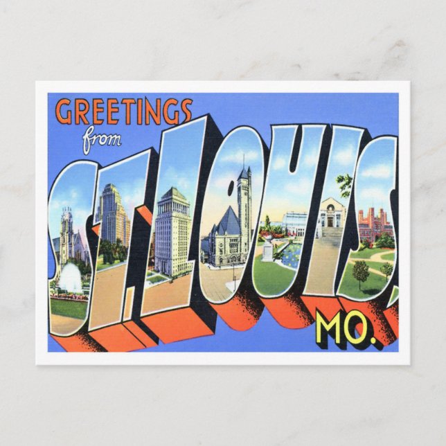 St. Louis, Missouri Vintag Big Letters Postcard Postkarte (Vorderseite)