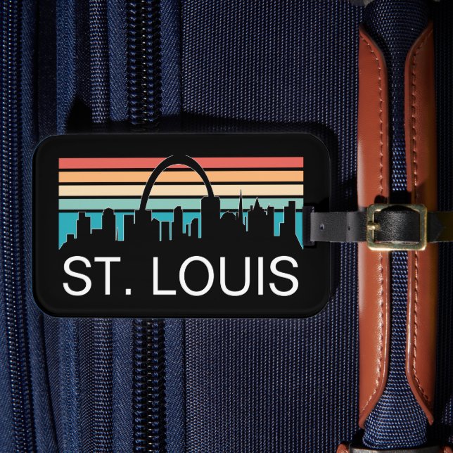 ST. LOUIS MISSOURI VINTAG SKYLINE SUNSET GEPÄCKANHÄNGER (Vorderseite Insitu 4)