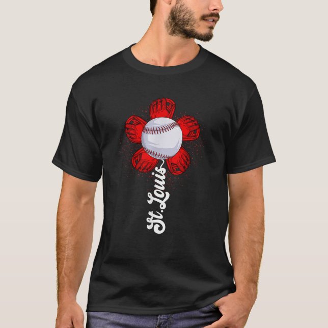 St Louis Retro Baseball Blume Lover trifft auf Spi T-Shirt (Vorderseite)
