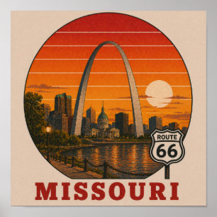 St. Louis Route 66 Arch Sonnenuntergang Poster