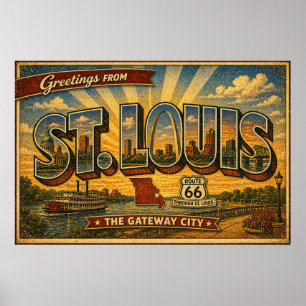 St Louis Route 66 Vintage Reise Poster