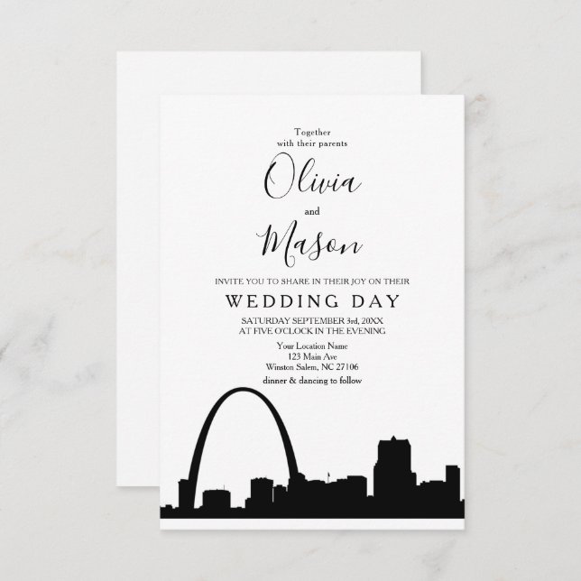 St Louis Skyline City Wedding Einladung (Vorne/Hinten)