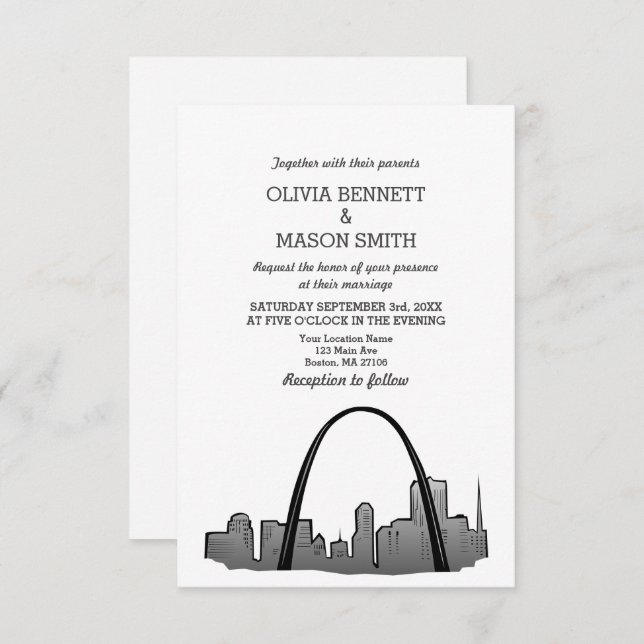 St Louis Skyline City Wedding Einladung (Vorne/Hinten)