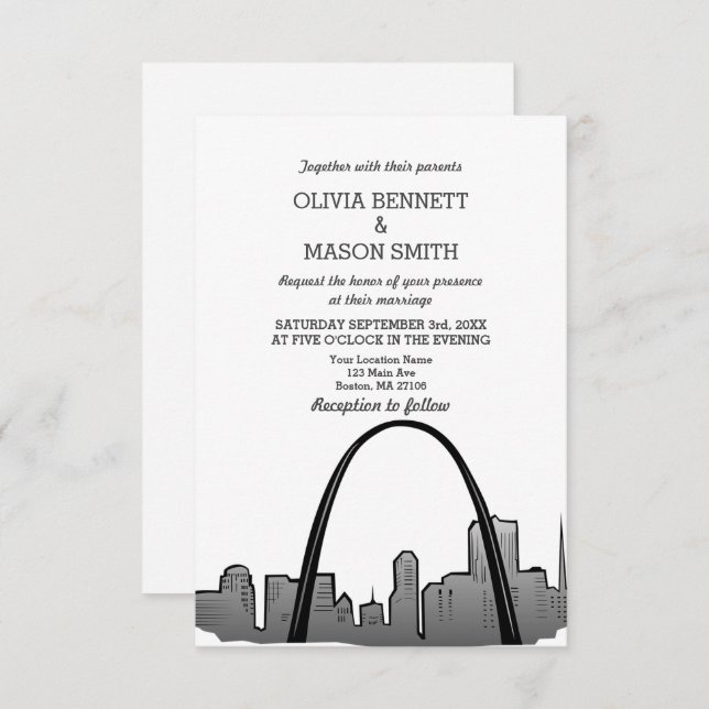 St Louis Skyline City Wedding Einladung (Vorne/Hinten)