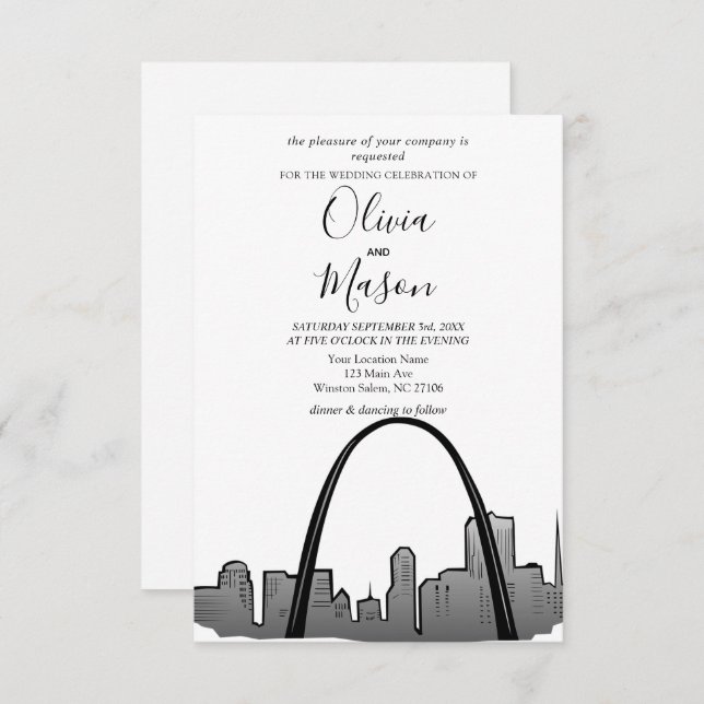 St. Louis Skyline Cityscape Hochzeit Einladung (Vorne/Hinten)