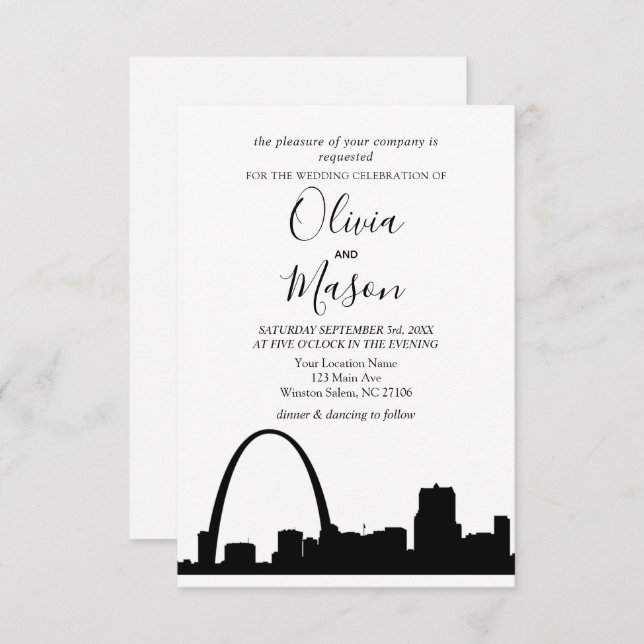 St. Louis Skyline Cityscape Hochzeit Einladung (Vorne/Hinten)
