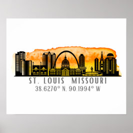 St. Louis Skyline Map Koordinates Poster