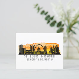 St. Louis Skyline Map Koordinates Postkarte