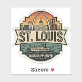 St. Louis Skyline Vintage Travel Badge Aufkleber