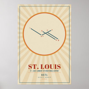 St. Louis STL Flughafen-Runway-Karte Poster   Retr