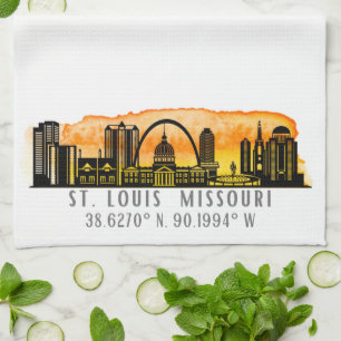 St. Louis Sunset Skyline Map Koordinaten Geschirrtuch