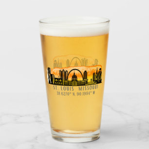 St. Louis Sunset Skyline Map Koordinaten Glas