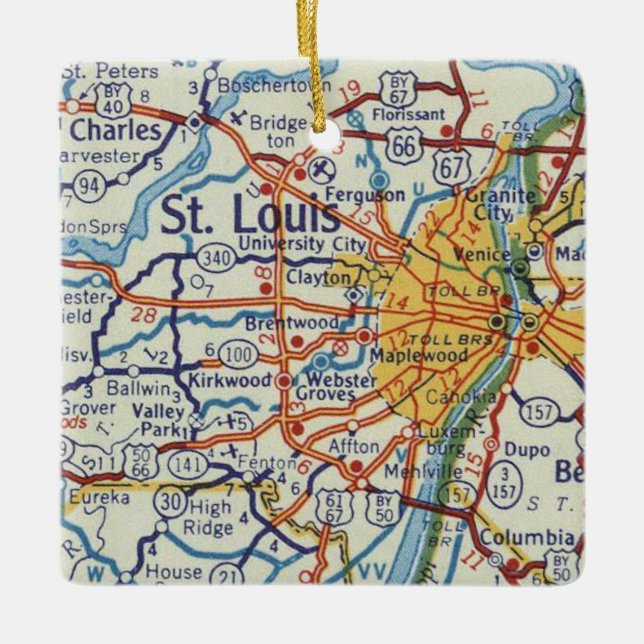 St. Louis Vintag Map Keramikornament (Vorderseite)