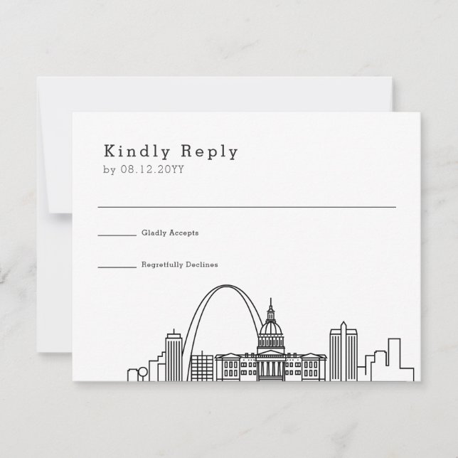 St. Louis Wedding | Stilisierte Skyline-UAWG RSVP Karte (Vorderseite)