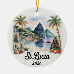 St. Lucia 2026 Weihnachtsbaumschmuck Karibik-Gesch Keramik Ornament