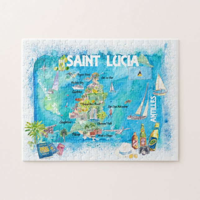 St. Lucia Antilles Reiseplan Puzzle (Horizontal)