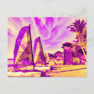 St Lucia Beach Pop Art Feiertagspostkarte