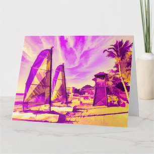 St Lucia Beach Pop Art Karte