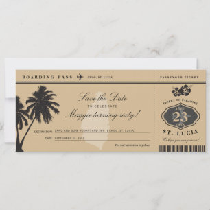 St Lucia Boarding Pass Save the Date Geburtstag