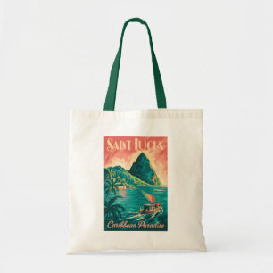 St. Lucia Boot Illustration Reise Kunst Vintage Tragetasche