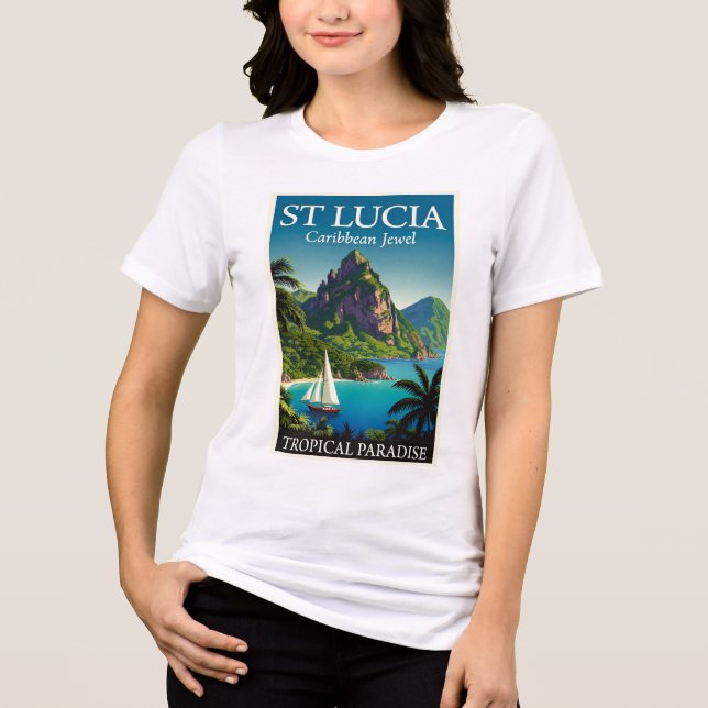 St Lucia Caribbean Jewel  T-Shirt Tri-Blend Shirt (Vorderseite)