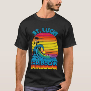 St. Lucia Caribbean Retro Rücken Surf & Beach So T-Shirt