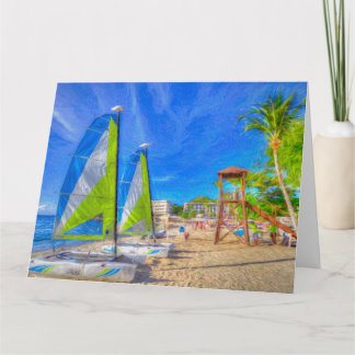 St Lucia Catamaran Art Karte
