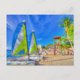 St Lucia Catamaran Art Postkarte