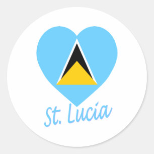 St. Lucia Flag Herz Runder Aufkleber