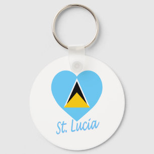 St. Lucia Flag Herz Schlüsselanhänger