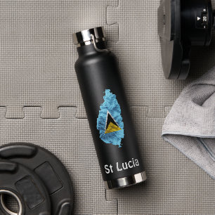 St Lucia Flag Karte Wasser Flasche