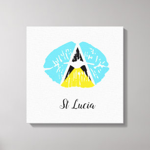St Lucia Flag Lippen Canvas Print Leinwanddruck