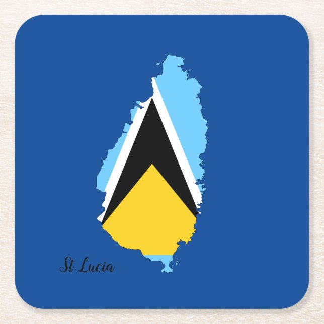 St Lucia Flag Map Untersetzer (Vorderseite)