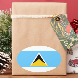 St. Lucia Flag Ovaler Aufkleber