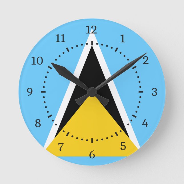 St. Lucia Flag Runde Uhr (Vorderseite)