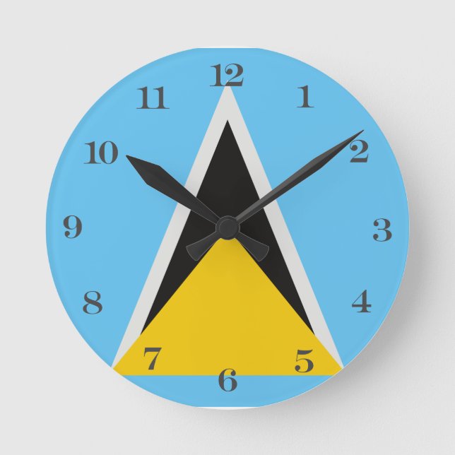 St. Lucia Flag Runde Uhr (Vorderseite)