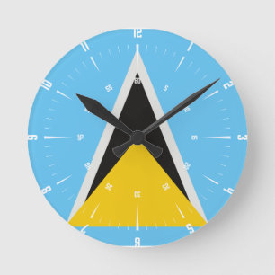 St. Lucia Flag Runde Wanduhr