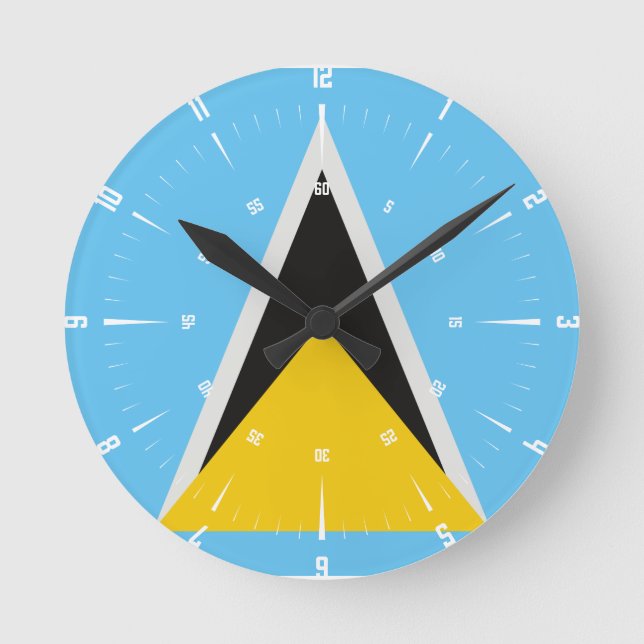 St. Lucia Flag Runde Wanduhr (Vorderseite)